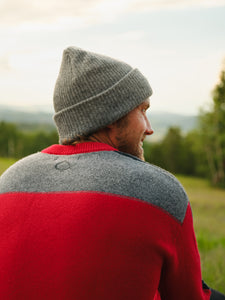 Aspen Ullr Men's Sweater in Radiant Red Lifestyle Photo Back