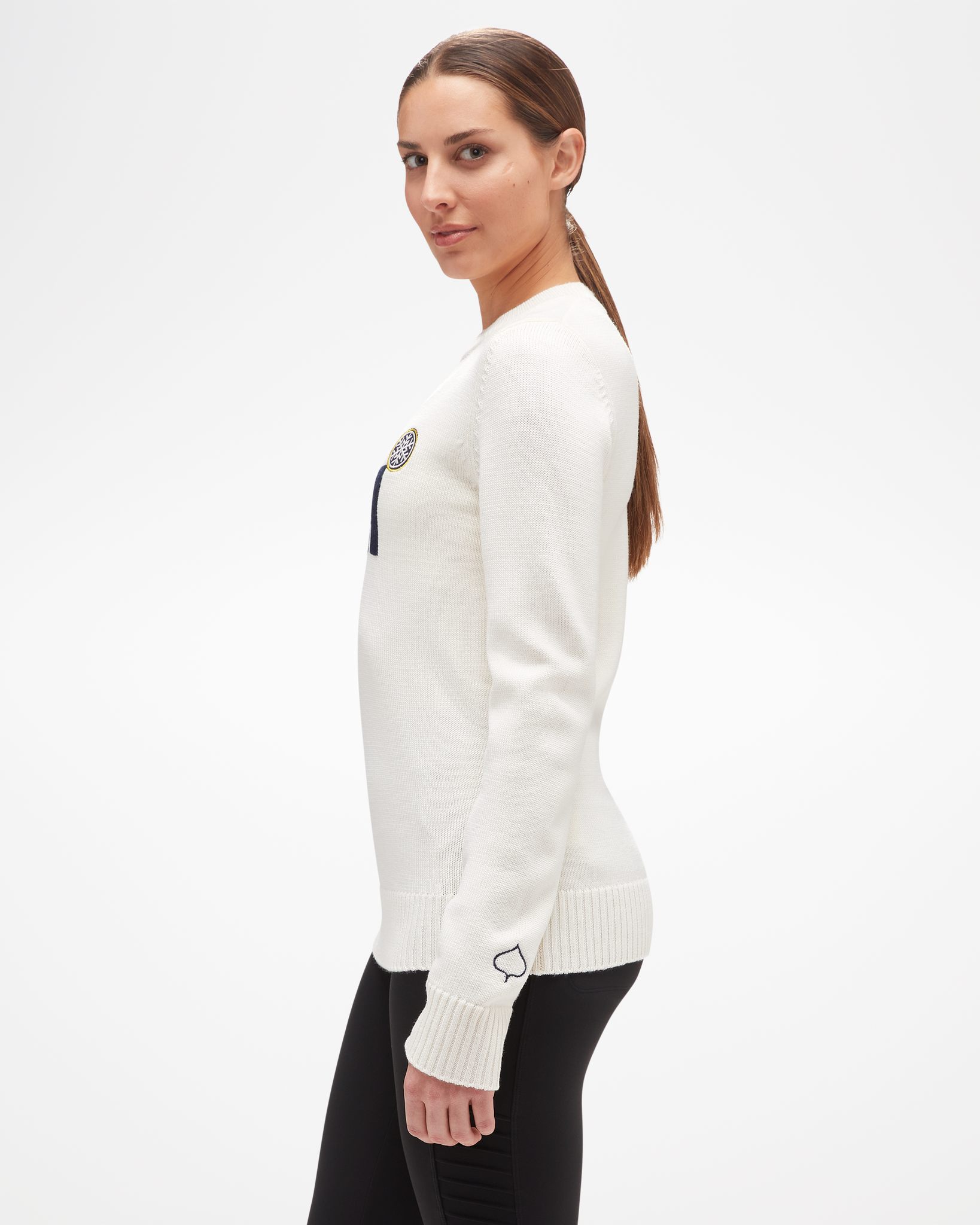 Women's Ski Sweater White Side view, from Aspen Collection