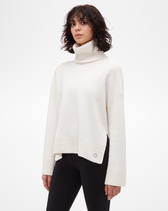 Women's Aspen Collection Relaxed Cashmere Turtleneck White- Front view