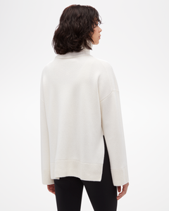 Women's Aspen Collection Relaxed Cashmere Turtleneck White- Back view