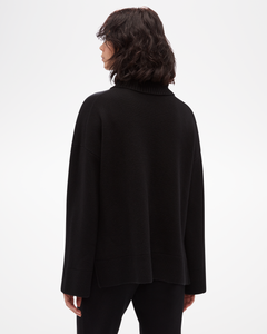 Women's Aspen Collection Relaxed Cashmere Turtleneck Black- Back view